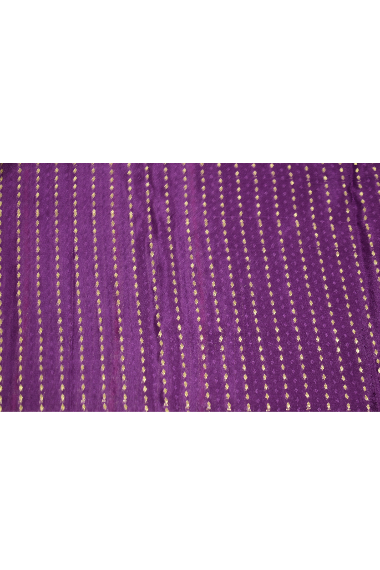Pure Crepe - Fine Vertical Stripes Interspersed  with Ornate Red Floral Zari Panels - Purple