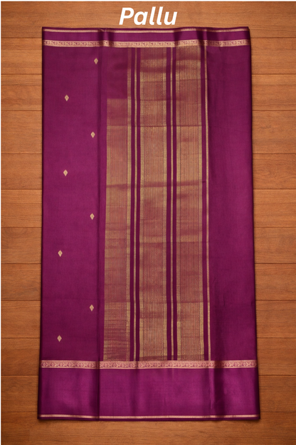 Kali Silk - Small butta with bentex border - Plum/ Wine Purple