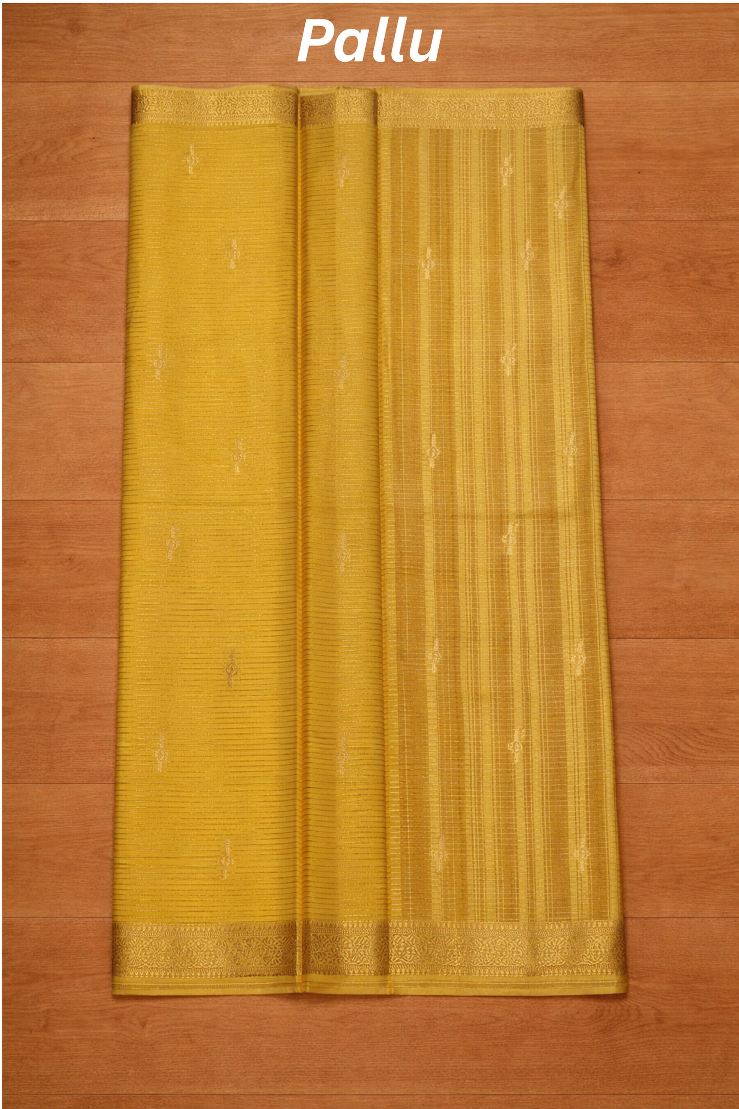Samundrika - Pinstripes with Butta and small border - Lemon Yellow