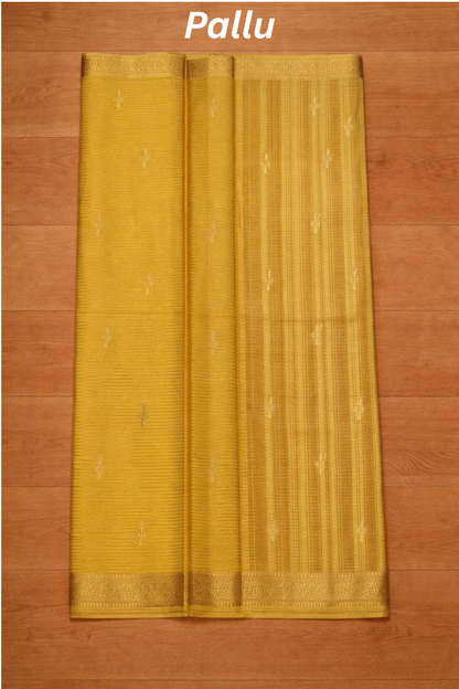 Samundrika - Pinstripes with Butta and small border - Lemon Yellow