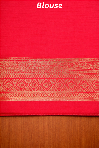 Rang Morla - Peacock butta with Peacock border - Red