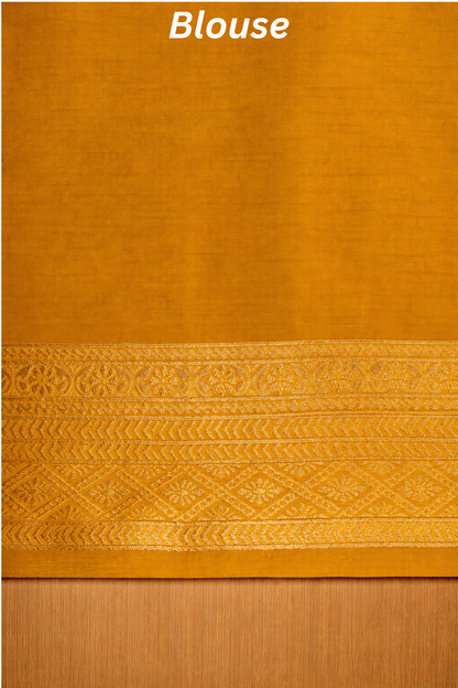 Rang Morla - Peacock butta with Peacock border - Mustard yellow