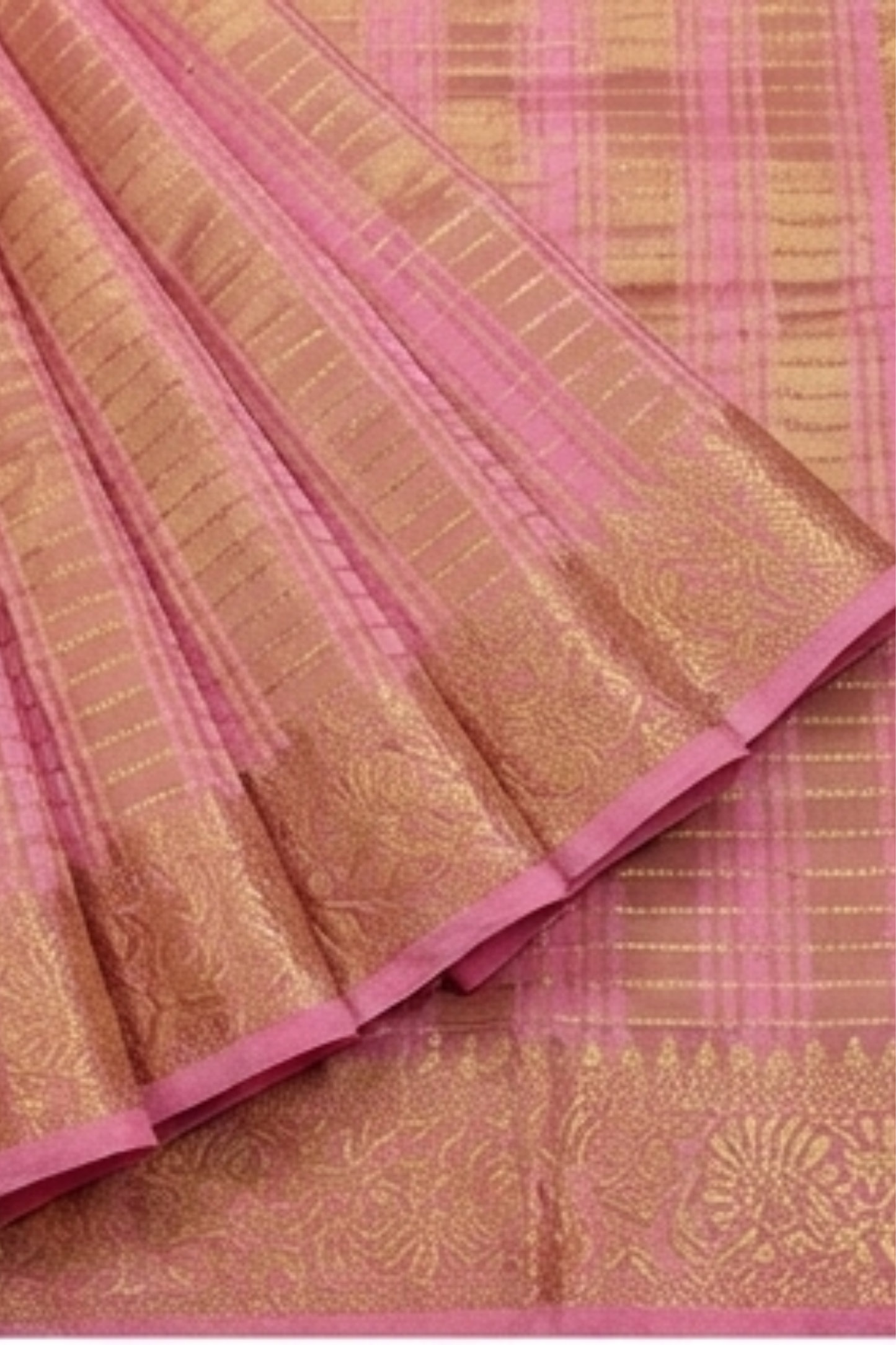 Samundrika Soft Pink - Pinstripes with Butta and small border