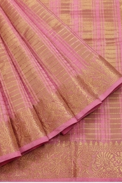 Samundrika Soft Pink - Pinstripes with Butta and small border