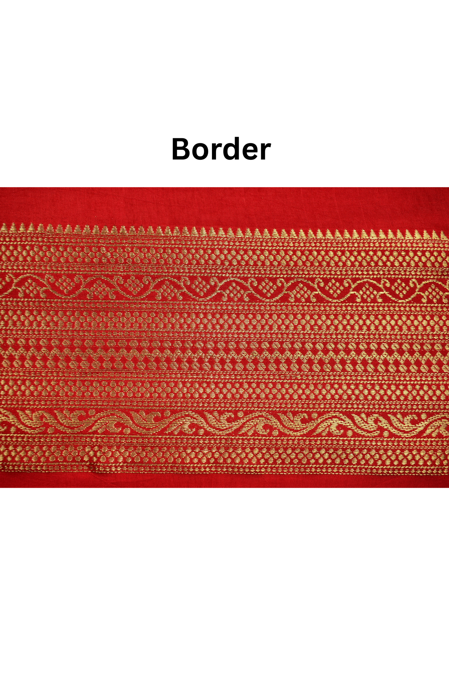 Floral dot motifs strips with big border - Red