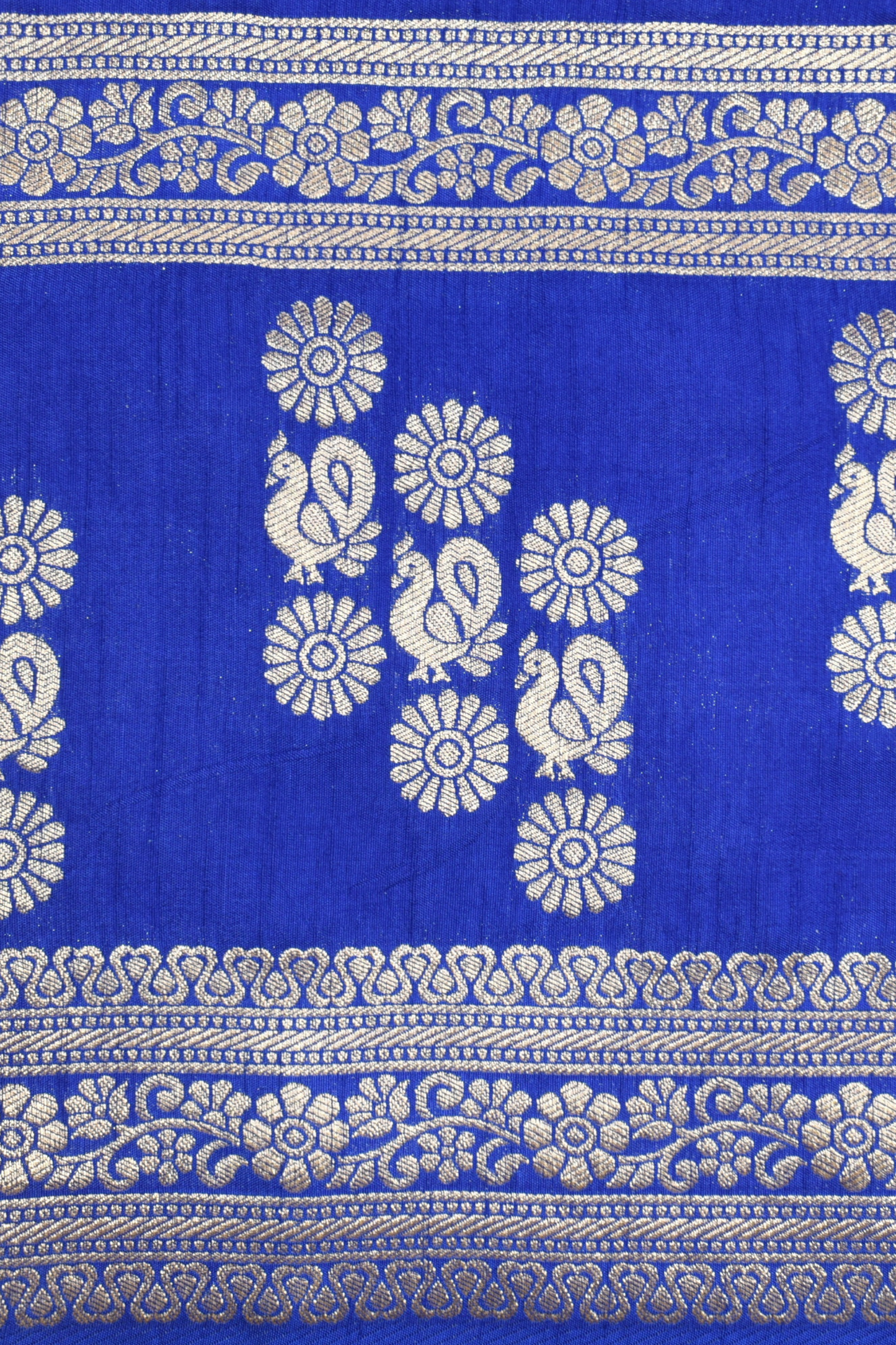 Rang Morla - Peacock butta with Peacock border - Electric Blue
