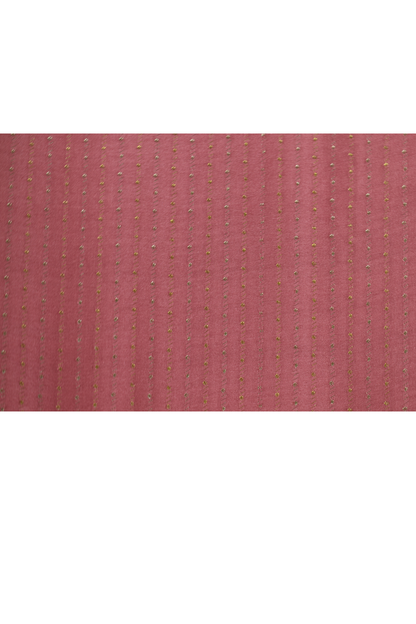 Pure Crepe - Vertical lines of tiny, pinpoint Gold and Silver dots - Dusty Rose