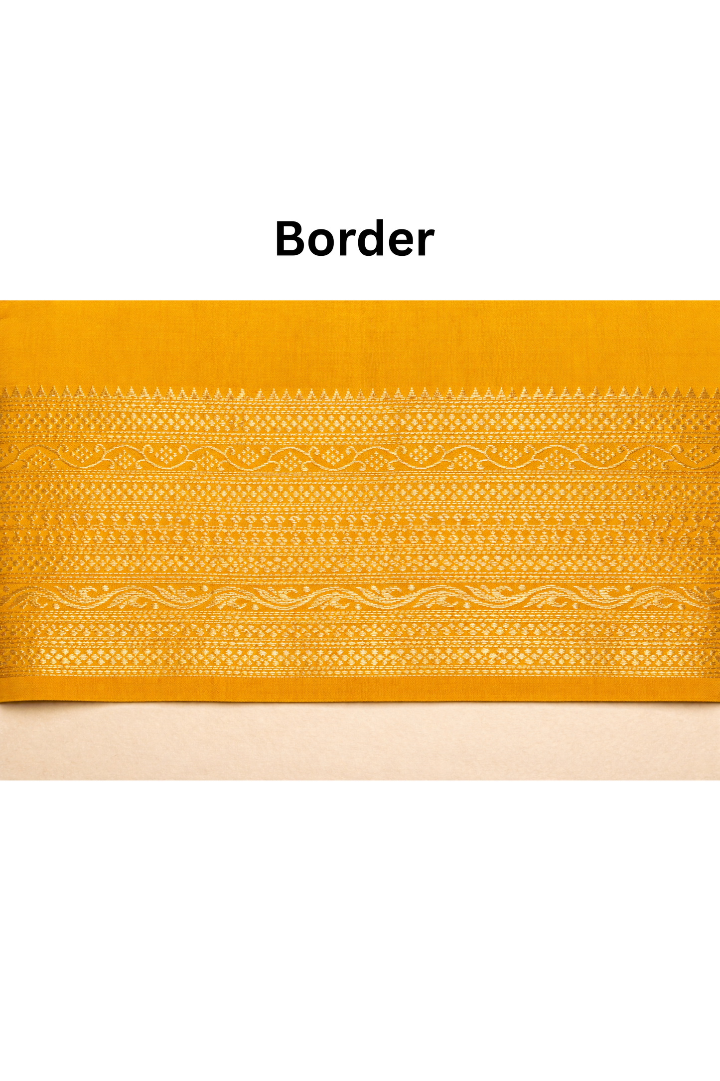 Floral dot motifs strips with big border - Mustard yellow