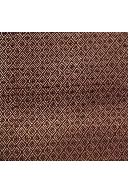 Golden Peacock like Butta and Floral Border  - Maroon Brown