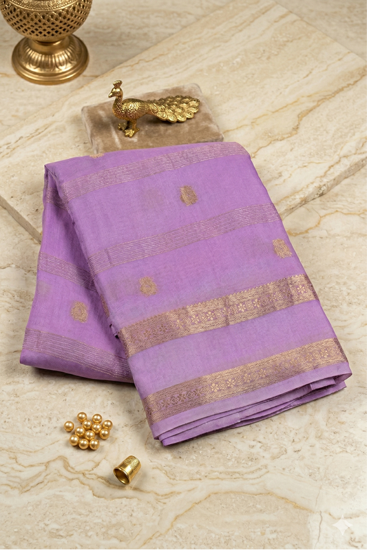 Samundrika - Strips with double border - Lavender