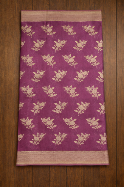 Floral Bunch Butta with Self  work and Border - Mauve