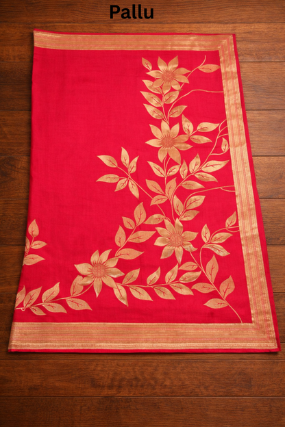 Large continuous Floral Creeper pattern - Hot pink