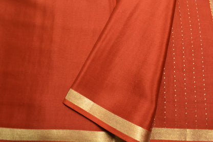 Pure Crepe - Alternate Vertical Patterns - Thicker and Thinner Vertical Zari Strips of tiny, pinpoint Gold and Silver dots