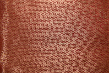 Golden Peacock like Butta and Floral Border - Brick Red
