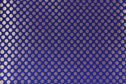 Small Golden Flower Butta with Floral Border - Deep Blue/Electric Blue