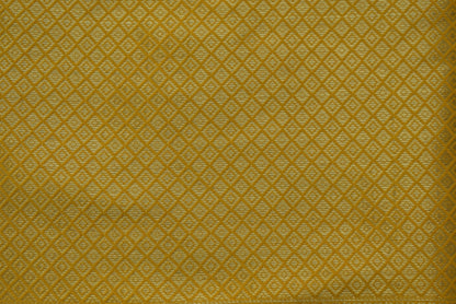 Gold Zari Floral Creeper Motifs with Small Mango Border - Yellow