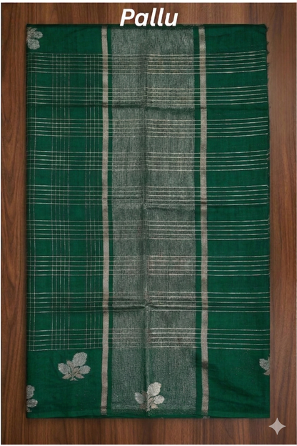 Check design with silver and gold flower border - Dark Green