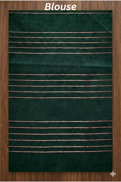 Check design with silver and gold flower border - Dark Green