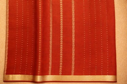 Pure Crepe - Alternate Vertical Patterns - Thicker and Thinner Vertical Zari Strips of tiny, pinpoint Gold and Silver dots