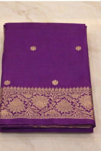 Small Golden Flower Butta with Floral Border - Purple