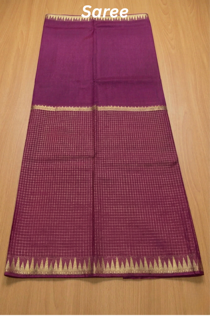 Parampara - Half check and half plain - Plum/wine